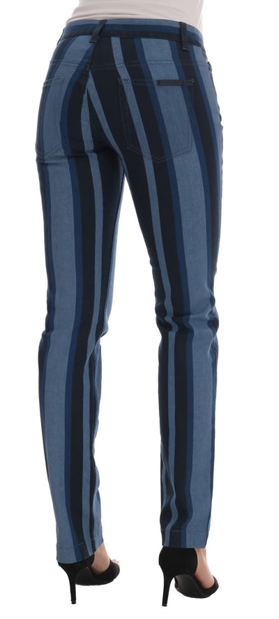 Dolce & Gabbana Blaue GIRLY Jeans aus gestreifter Baumwolle