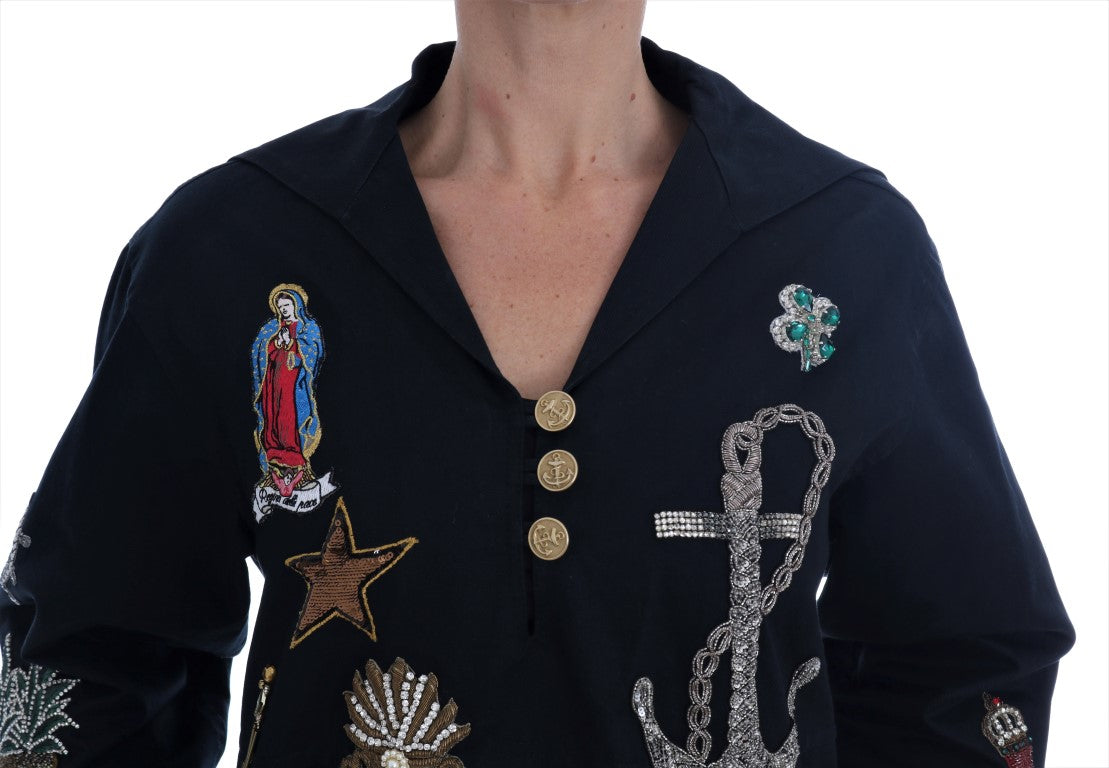 Dolce & Gabbana Blauer Kristall MAMMA Sicily Jacke