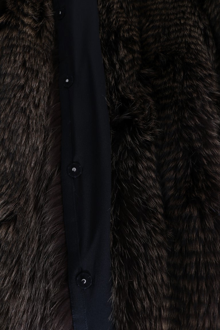 Dolce & Gabbana Brauner Waschbär Pelz Mantel Jacke