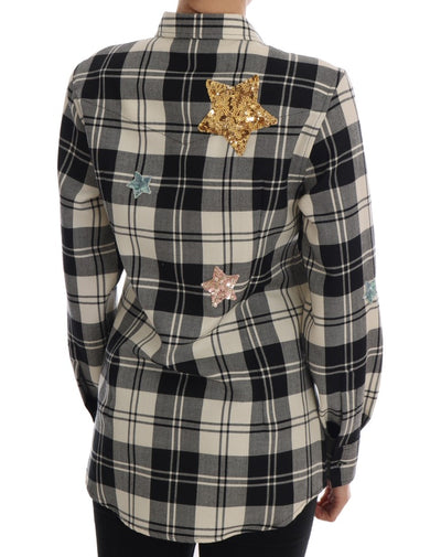 Dolce & Gabbana Schwarz Weiß Märchen Kristall Shirt