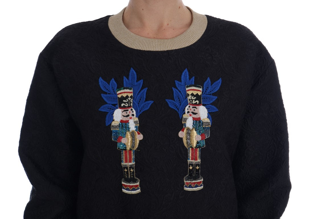 Dolce & Gabbana Schwarzer Märchen-Brokat-Reißverschluss-Pullover