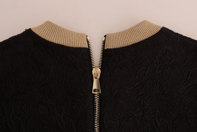 Dolce & Gabbana Schwarzer Märchen-Brokat-Reißverschluss-Pullover