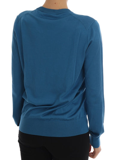 Dolce & Gabbana Blauer Seidenpullover Love is Pullover