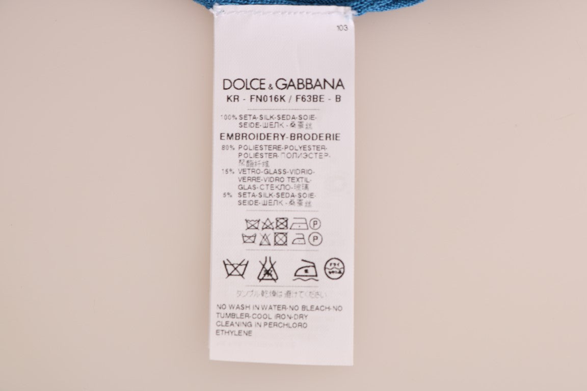 Dolce & Gabbana Blauer Seidenpullover Love is Pullover