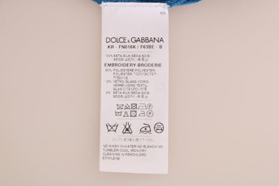 Dolce & Gabbana Blauer Seidenpullover Love is Pullover