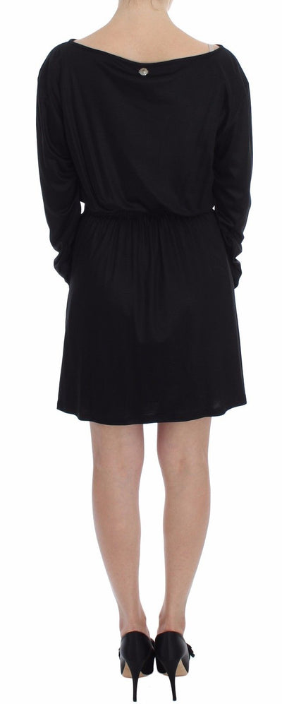 Versace Jeans Schwarzes Modal-Seiden-Shift-Kniekleid