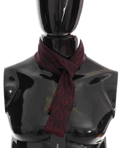 Dolce & Gabbana Bordeauxfarbener Seidenschal Crown Chili