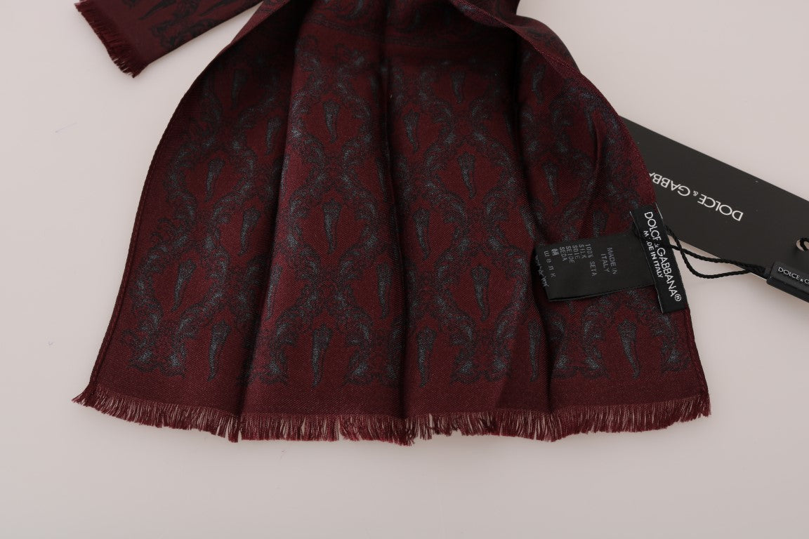 Dolce & Gabbana Bordeauxfarbener Seidenschal Crown Chili