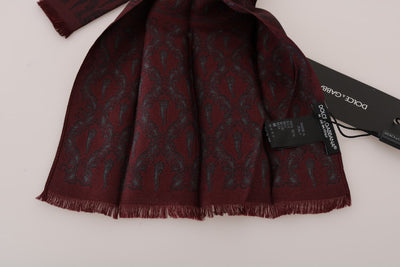 Dolce & Gabbana Bordeauxfarbener Seidenschal Crown Chili