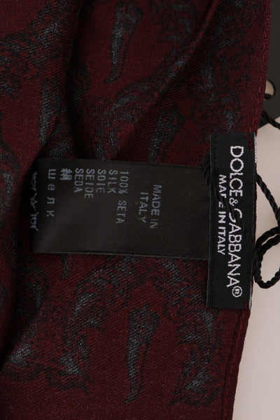 Dolce & Gabbana Bordeauxfarbener Seidenschal Crown Chili