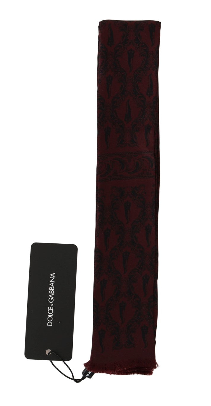 Dolce & Gabbana Bordeauxfarbener Seidenschal Crown Chili