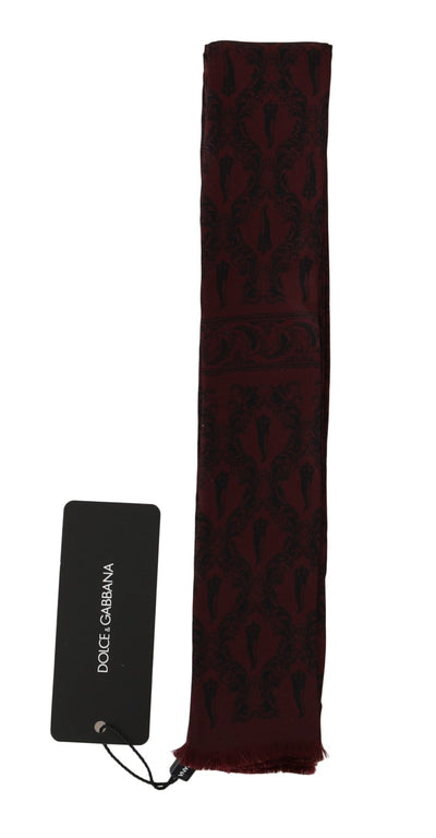 Dolce & Gabbana Bordeauxfarbener Seidenschal Crown Chili