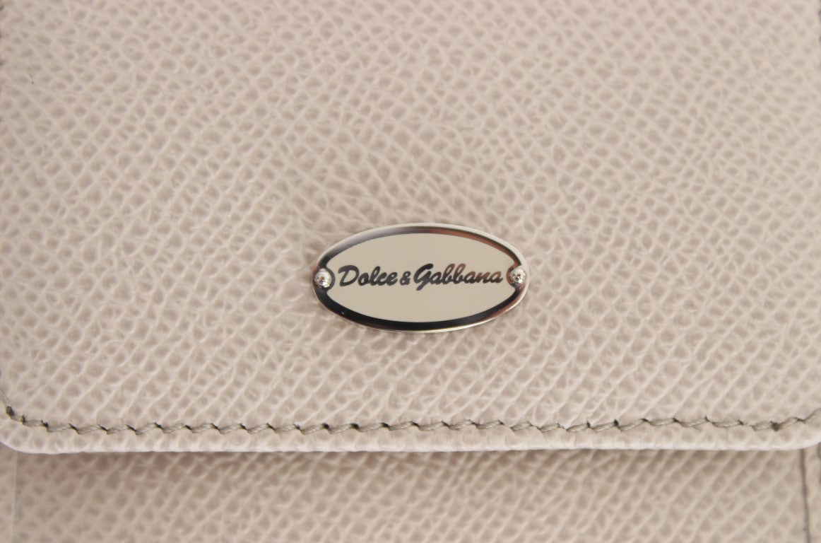 Dolce & Gabbana Weißes Dauphine Lederetui Brieftasche