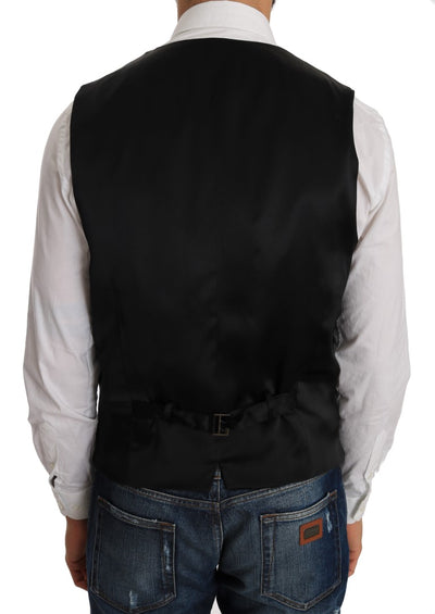 Dolce & Gabbana Schlanke Weste aus grauer Wolle mit Muster