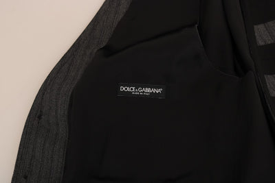 Dolce & Gabbana Schlanke Weste aus grauer Wolle mit Muster