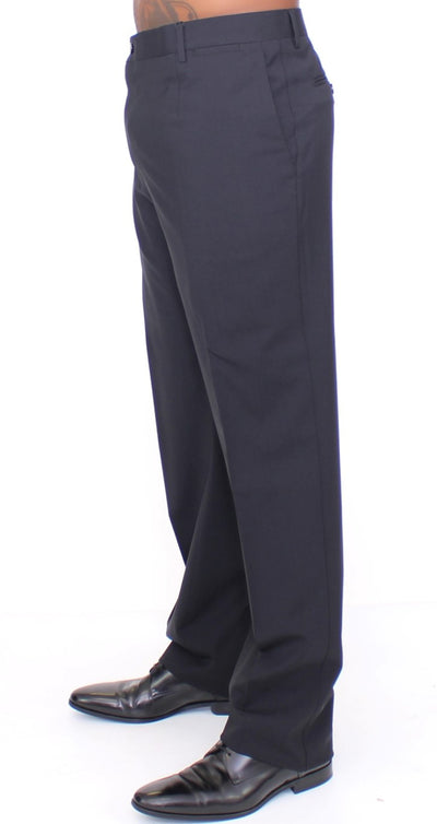 Dolce & Gabbana Schwarze Stretch-Faltenhose aus Wolle