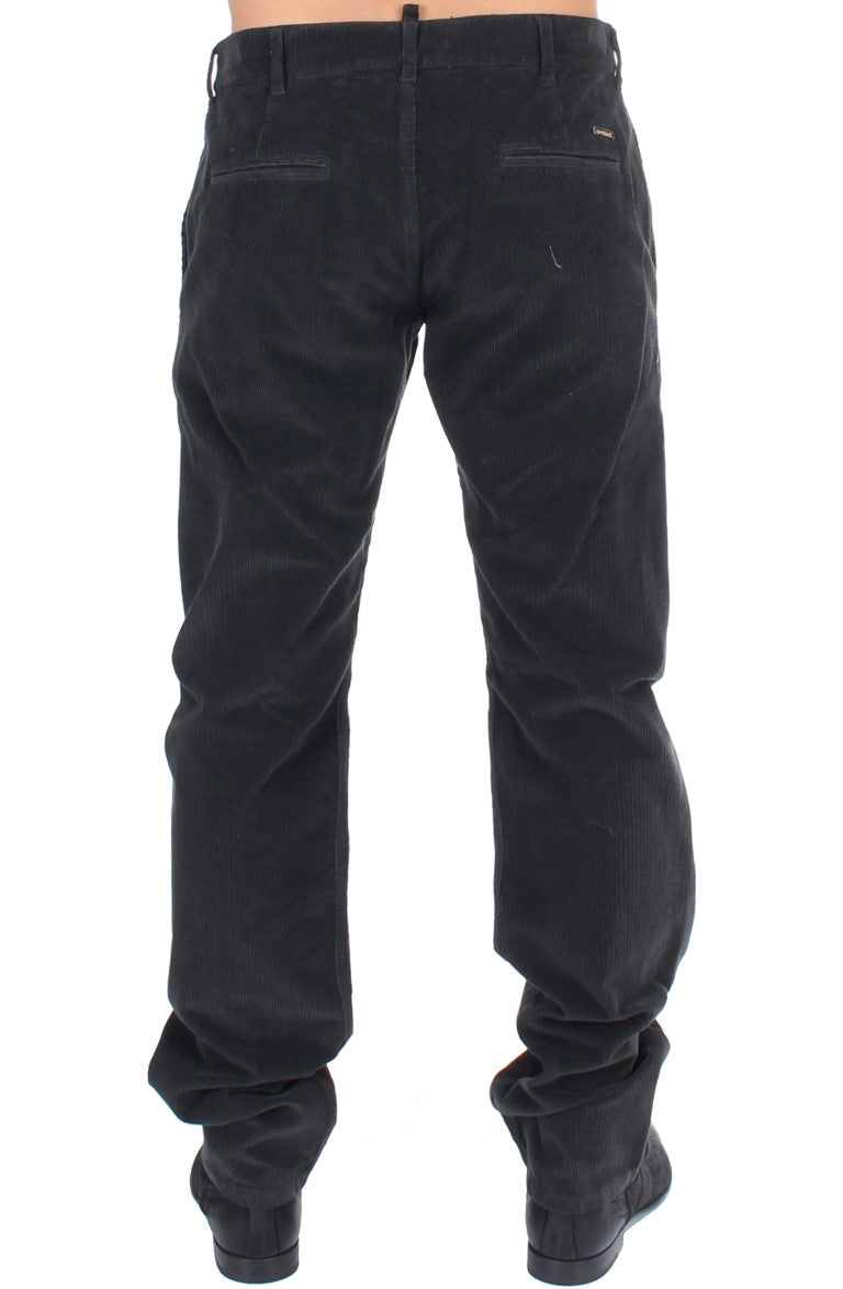 GF Ferre Schwarze Cordhose aus Baumwolle in gerader Passform