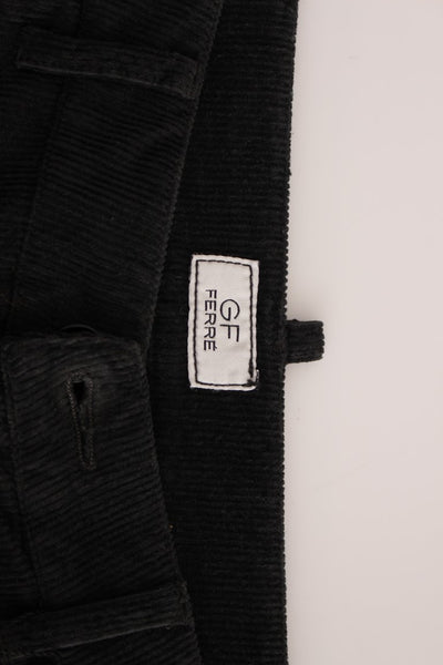 GF Ferre Schwarze Cordhose aus Baumwolle in gerader Passform