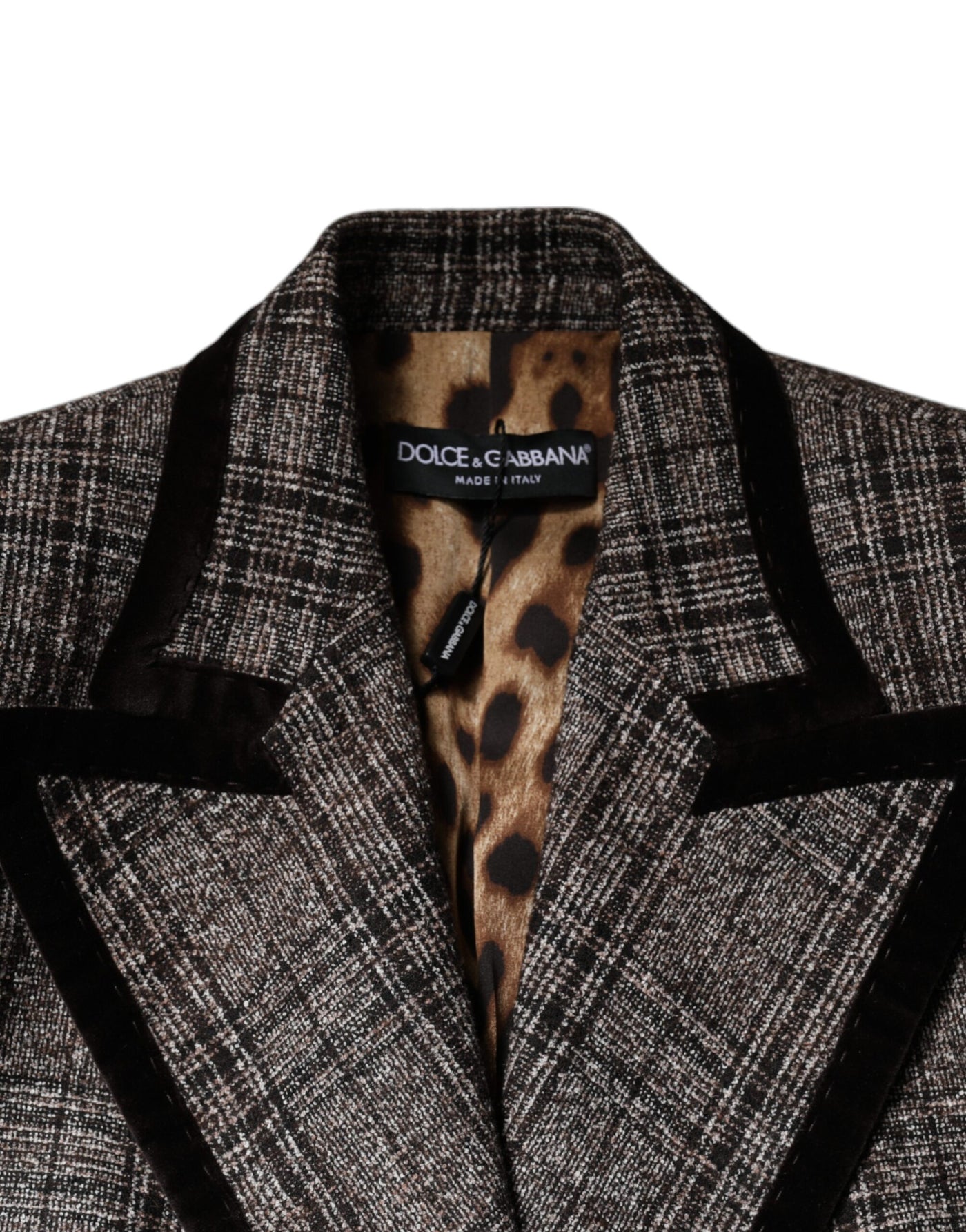 Dolce & Gabbana Brauner karierter Mantel mit langen Ärmeln und verkürzter Jacke