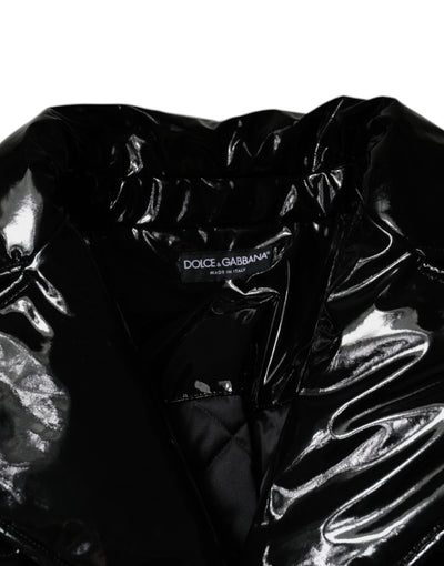 Dolce & Gabbana Schwarze Polyester-Blouson-Jacke mit Knopfleiste