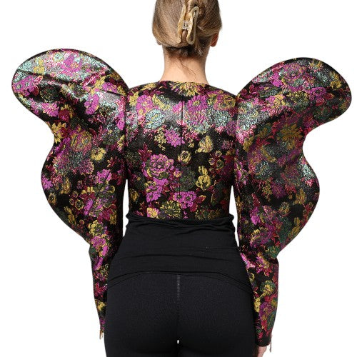 Dolce & Gabbana Gekürzte Jacke aus mehrfarbigem Blumen-Jacquard