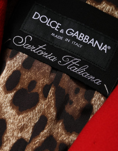 Dolce & Gabbana Roter Jacquard Wolle Frauen Trenchcoat Jacke