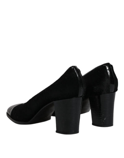 Dolce & Gabbana Schwarz Leder Blockabsatz Pumps Schuhe