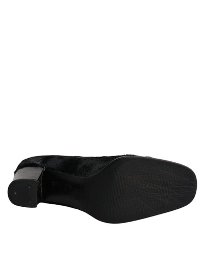Dolce & Gabbana Schwarz Leder Blockabsatz Pumps Schuhe
