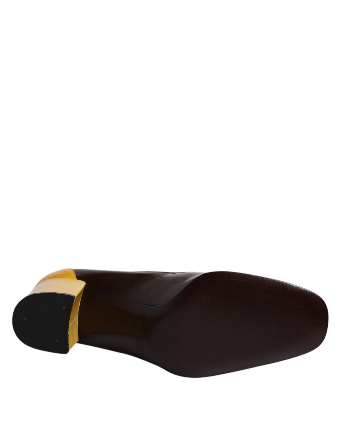 Dolce & Gabbana Gelb Braun Leder Blockabsatz Pumps Schuhe