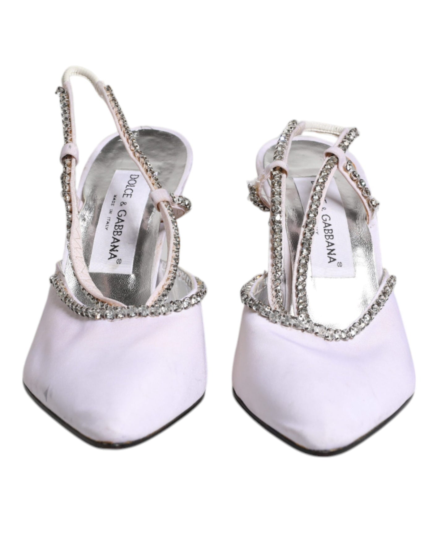Dolce & Gabbana Weiß Strass Kristall Slingbacks Pumps Schuhe