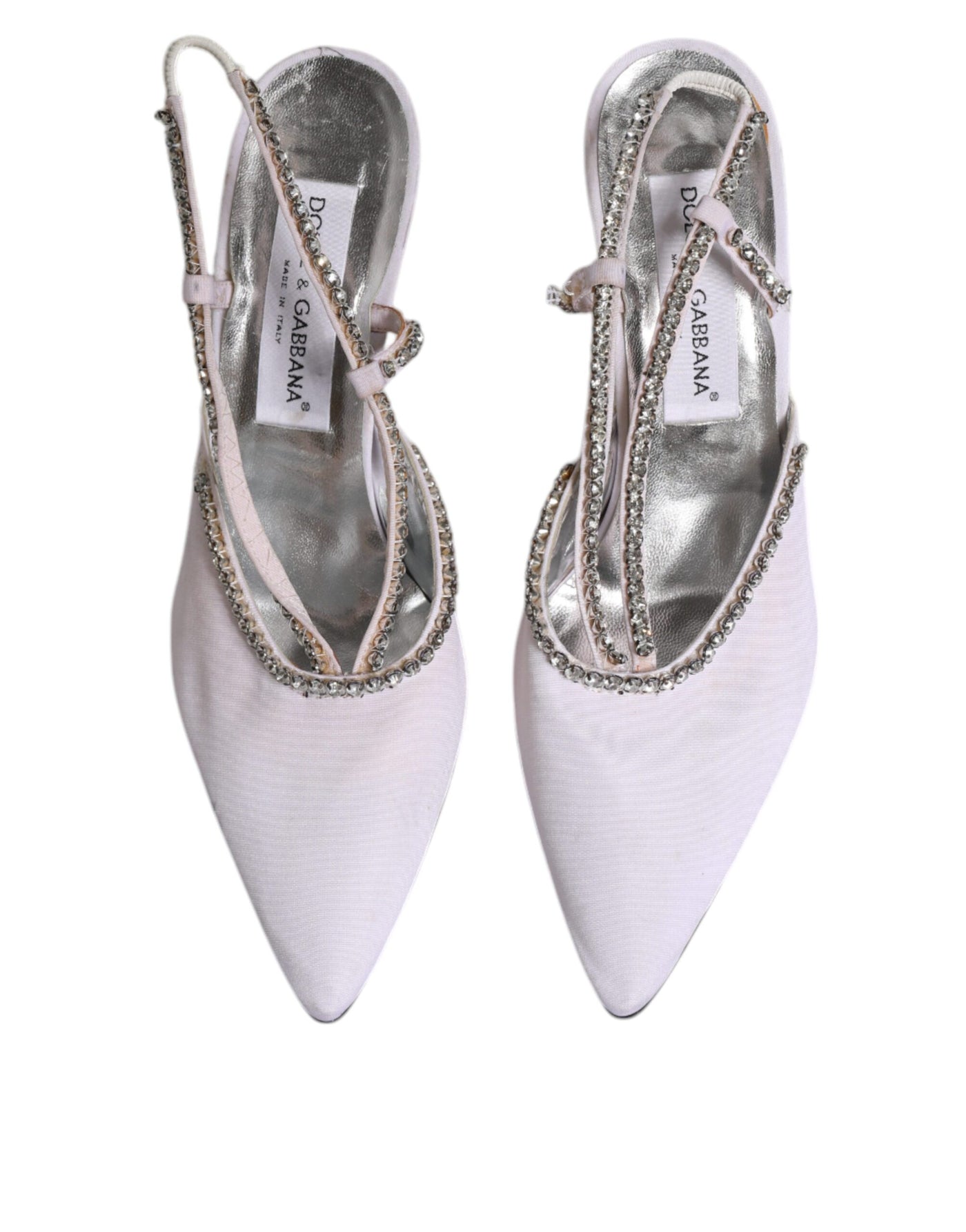 Dolce & Gabbana Weiß Strass Kristall Slingbacks Pumps Schuhe