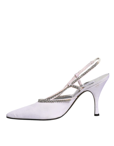 Dolce & Gabbana Weiß Strass Kristall Slingbacks Pumps Schuhe