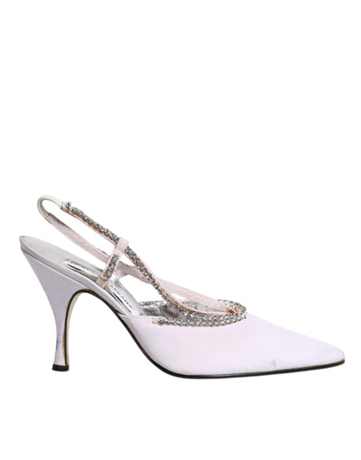 Dolce & Gabbana Weiß Strass Kristall Slingbacks Pumps Schuhe