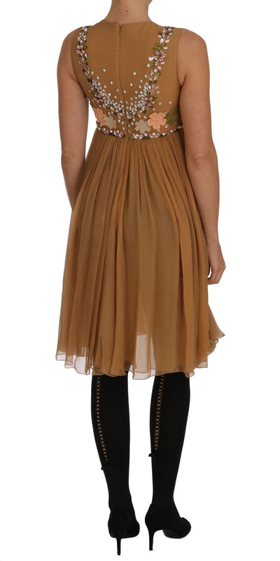 Dolce & Gabbana A-Linien-Kleid aus goldener Kristallseide