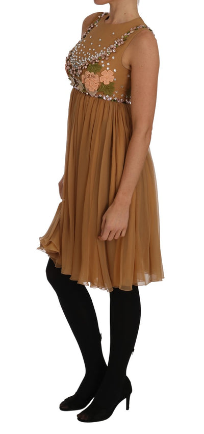 Dolce & Gabbana A-Linien-Kleid aus goldener Kristallseide