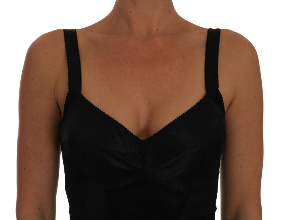 Dolce & Gabbana Strampler Bodysuit Schwarz Floral Stretch Kleid