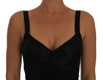 Dolce & Gabbana Strampler Bodysuit Schwarz Floral Stretch Kleid
