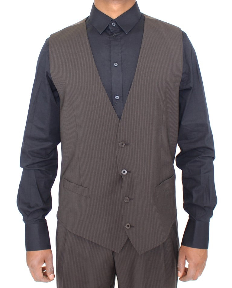 Dolce & Gabbana Braun gestreiftes Stretch-Kleid Vest