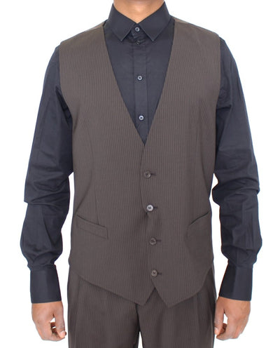 Dolce & Gabbana Braun gestreiftes Stretch-Kleid Vest