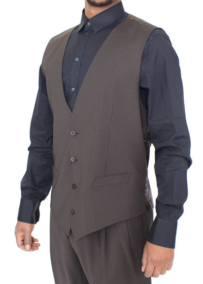 Dolce & Gabbana Braun gestreiftes Stretch-Kleid Vest