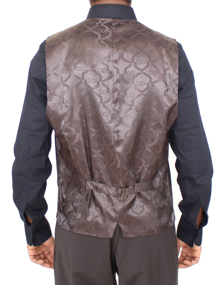 Dolce & Gabbana Braun gestreiftes Stretch-Kleid Vest