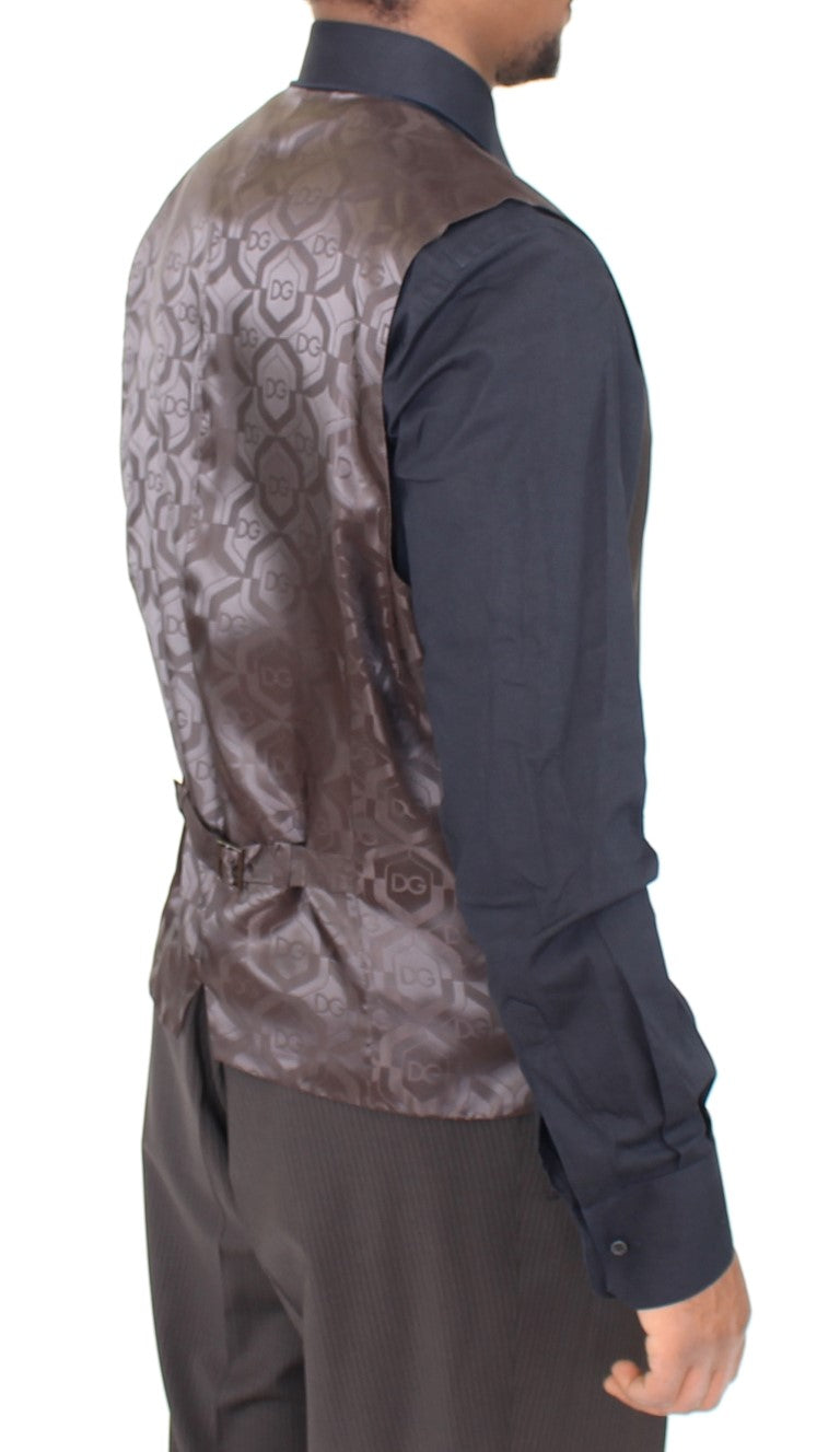 Dolce & Gabbana Braun gestreiftes Stretch-Kleid Vest