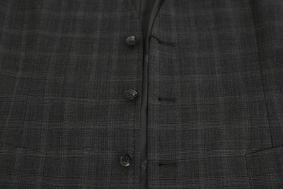 Dolce & Gabbana Graue Wolle STAFF Karierte Stretch-Weste
