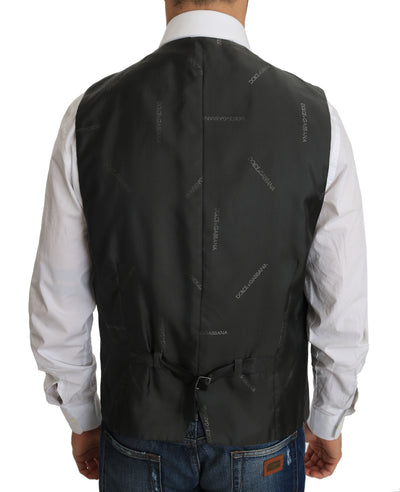 Dolce & Gabbana Graue Wolle STAFF Karierte Stretch-Weste