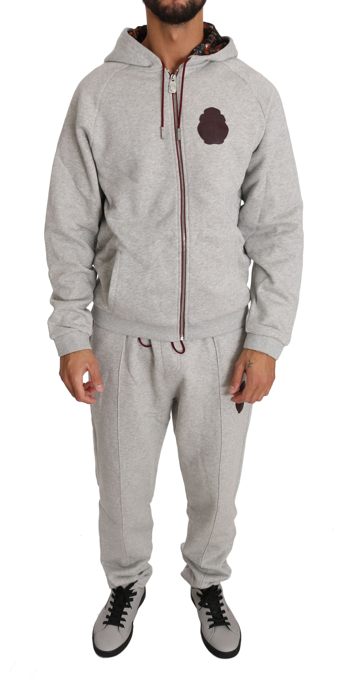 Billionaire Italian Couture Grauer Baumwollpullover Hose Trainingsanzug