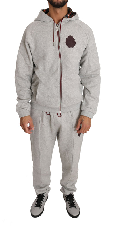 Billionaire Italian Couture Grauer Baumwollpullover Hose Trainingsanzug