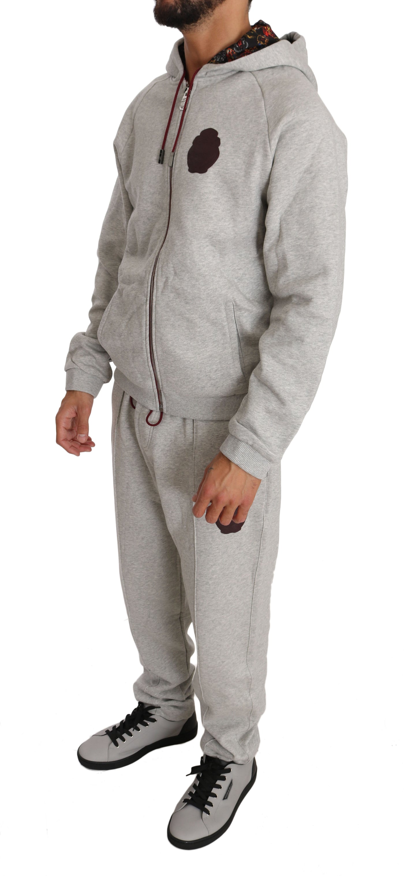 Billionaire Italian Couture Grauer Baumwollpullover Hose Trainingsanzug