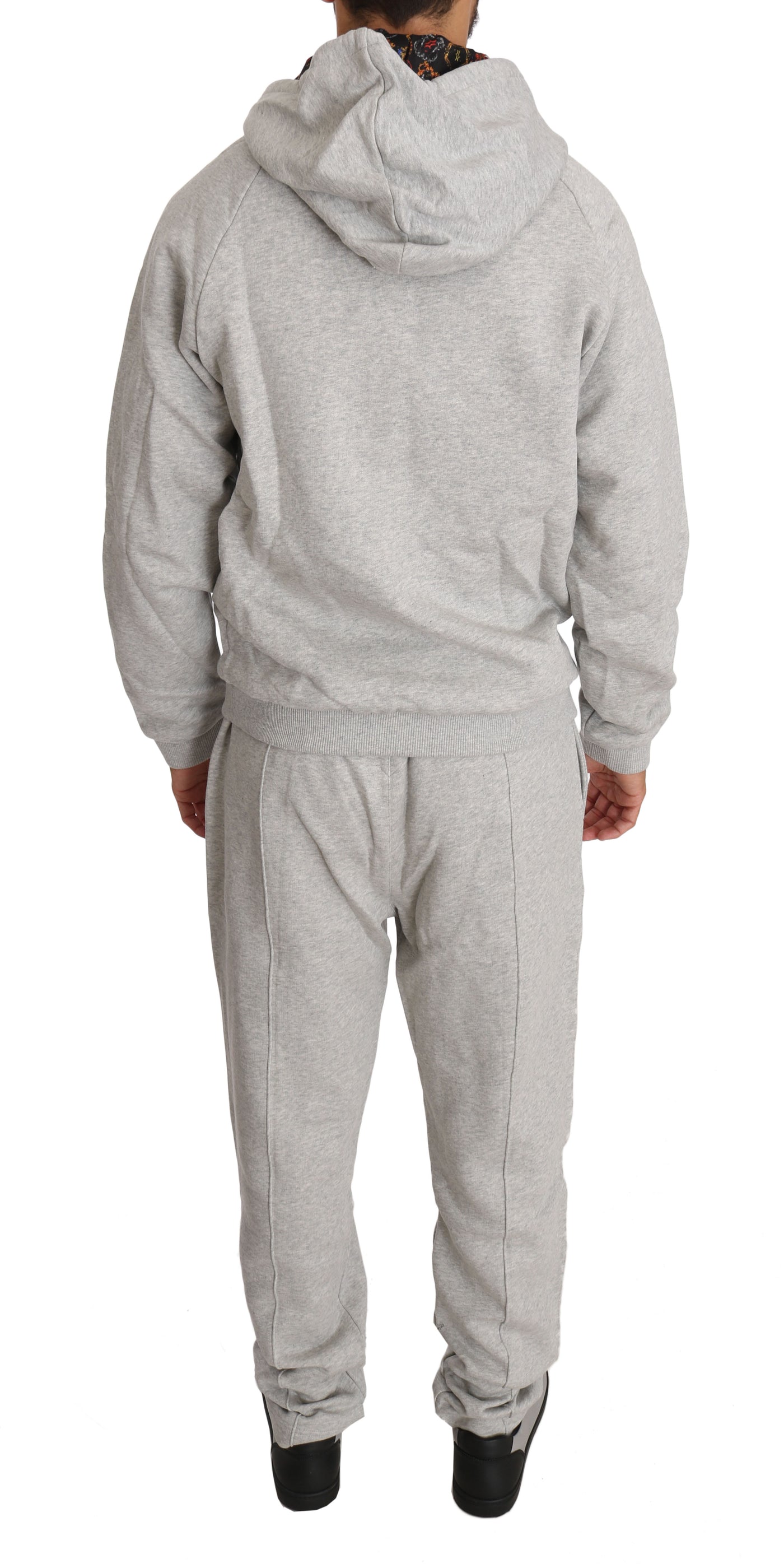 Billionaire Italian Couture Grauer Baumwollpullover Hose Trainingsanzug