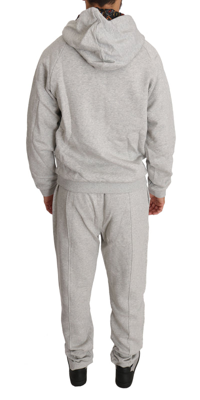 Billionaire Italian Couture Grauer Baumwollpullover Hose Trainingsanzug