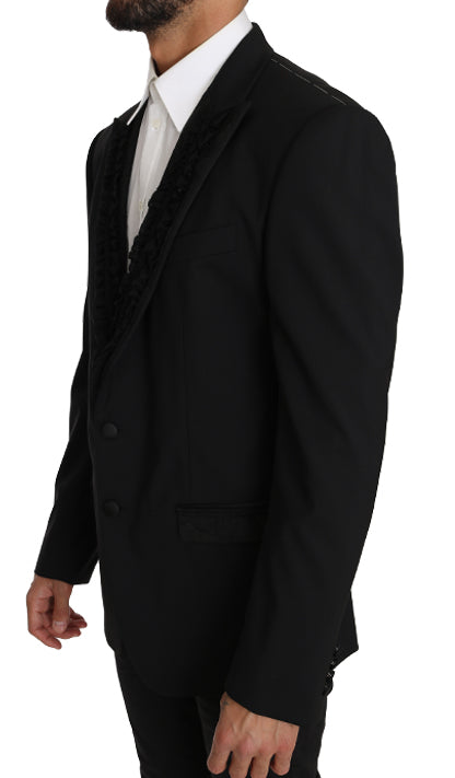 Dolce & Gabbana MARTINI Torrero Blazer Jacke aus schwarzer Wolle